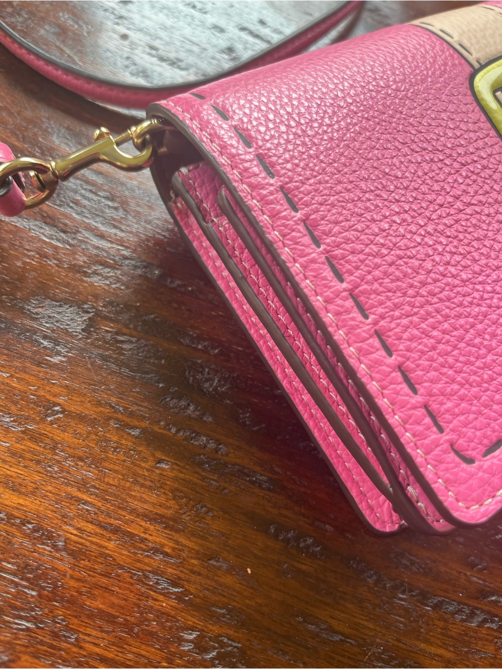 Coach Anna Foldover Clutch Crossbody Trompe L’oeil Pink Barbiecore - Picture 5 of 16